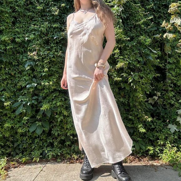 Vintage lace low back maxi slip dress - Picture 1 of 7